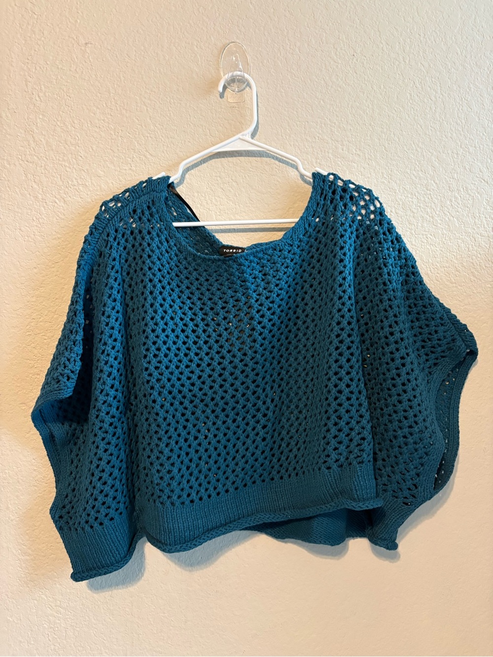 torrid Teal Open-Knit Scoop Neck Sweater